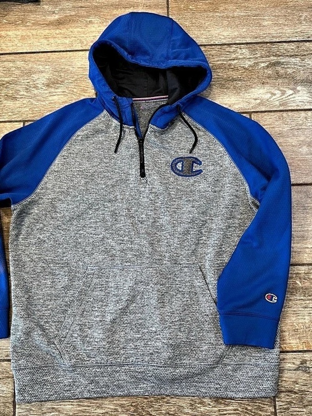 Champion Blue & Gray Pullover Hoodie Size XL